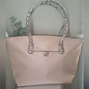 JAFRA Tan Tote with Snakeskin Detail